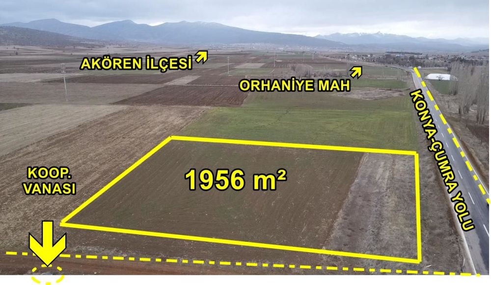 1.956 m² / KONYA / AKÖREN / ORHANİYE / TARLA