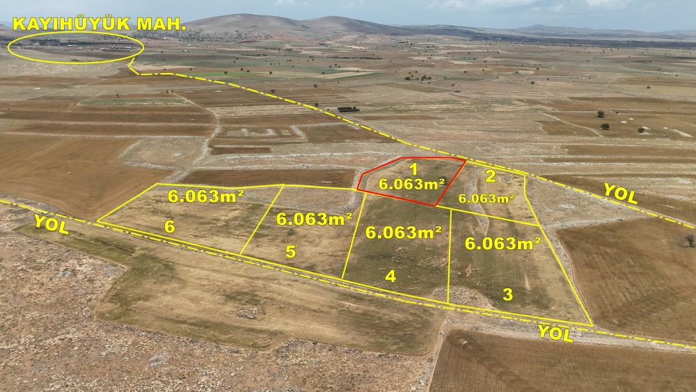 MERAM KAYHÜYÜKDE 6.063 M2 İNTİKAL HİSSELİ TARLA