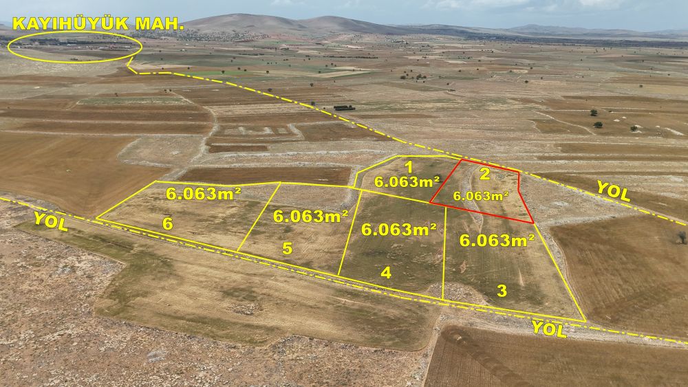 MERAM KAYHÜYÜKDE 6.063 M2 İNTİKAL HİSSELİ TARLA