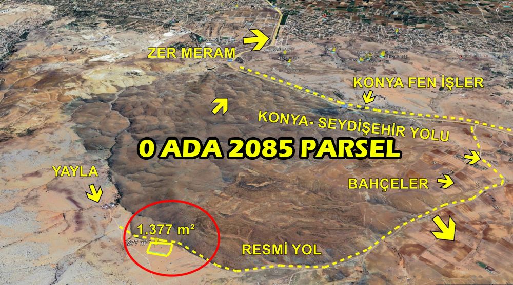 KONYA / MERAM / DERE MAHALLESİNDE 1.377 m² HİSSELİ TARLA